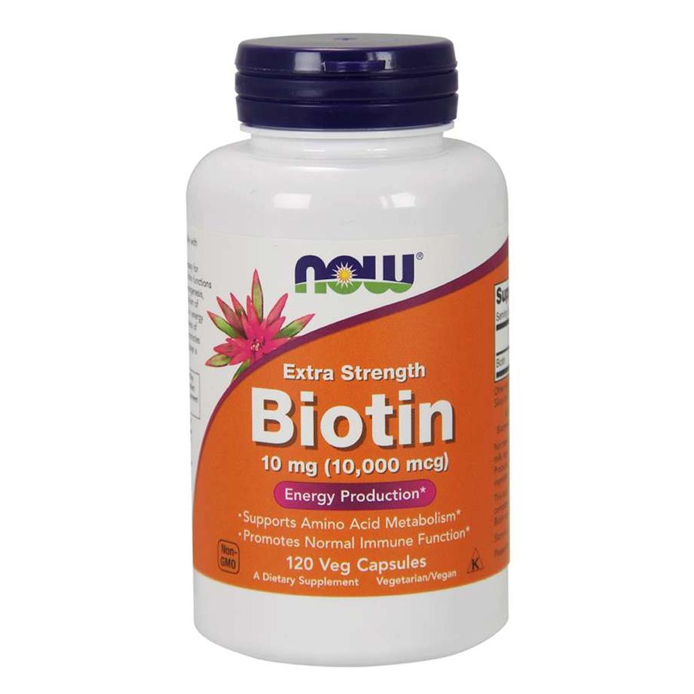 Now - Extra Strength Biotin 10 mg (10,000 mcg) - Unflavored - 120 Veg Capsules