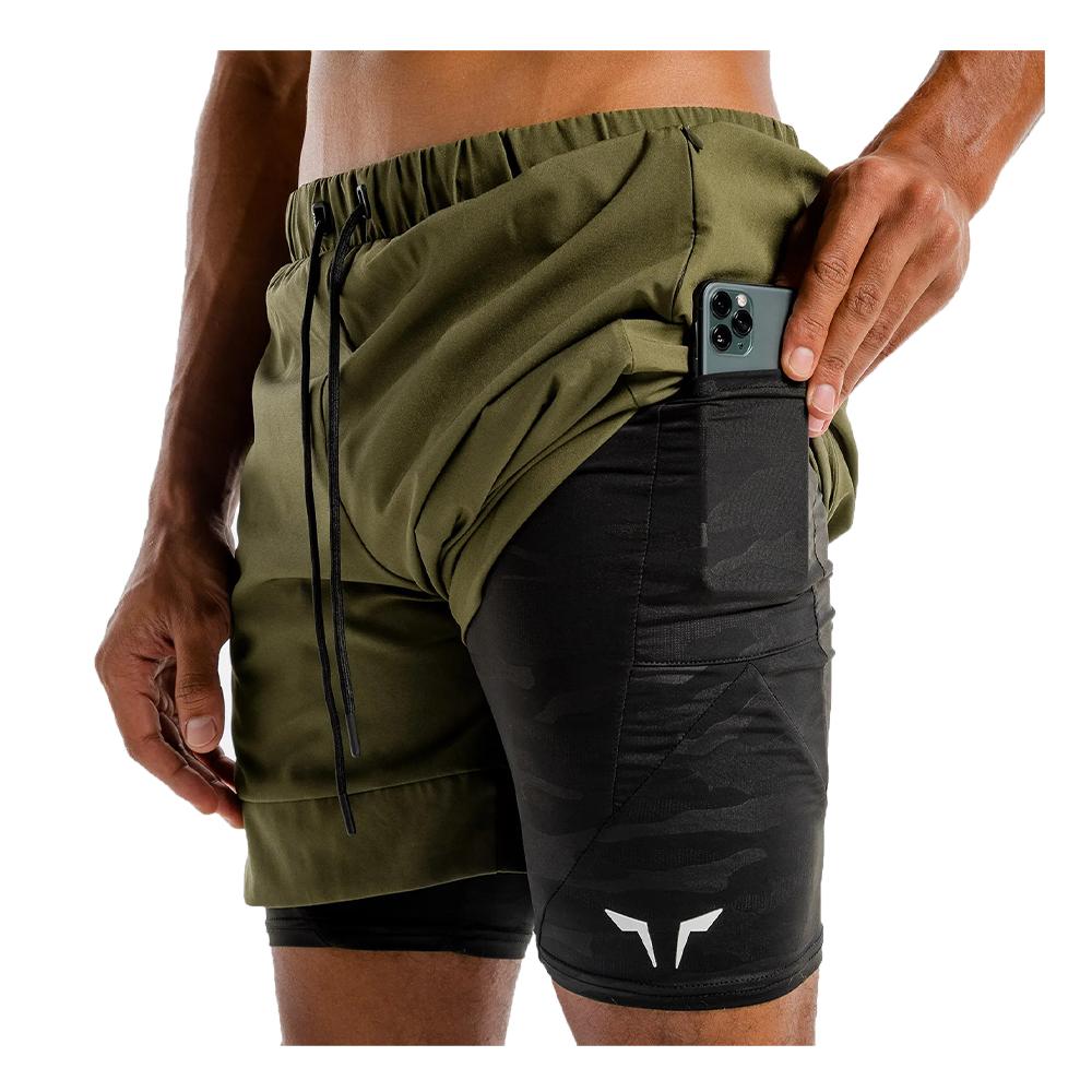 Squat Wolf - Limitless 2 in 1 Shorts - Khaki with Black Camo - Medium (Male)