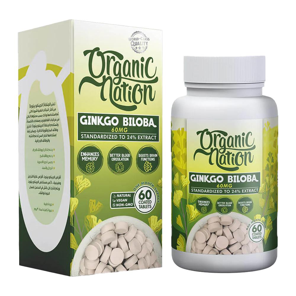 Organic Nation - Ginkgo Biloba 60 mg - unflavored - 60 Tablets