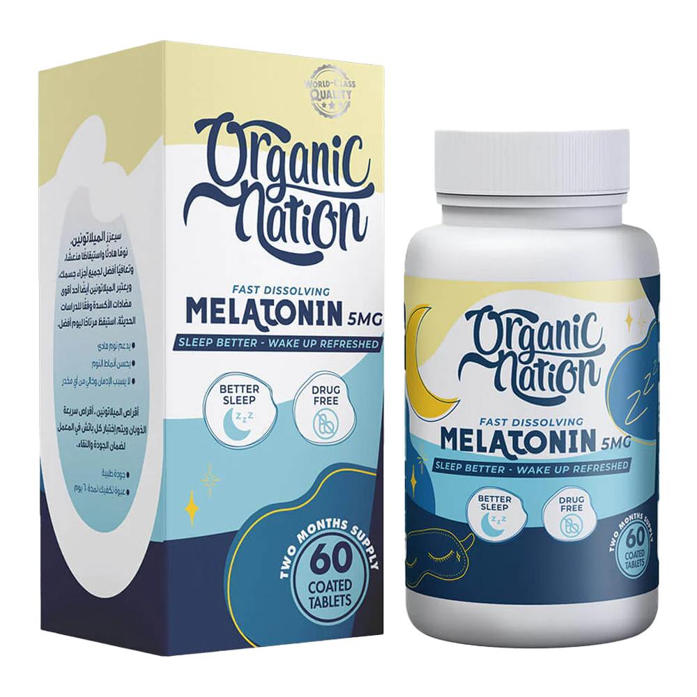 Organic Nation - Fast Dissolving Melatonin 5mg - unflavored - 60 Tablets