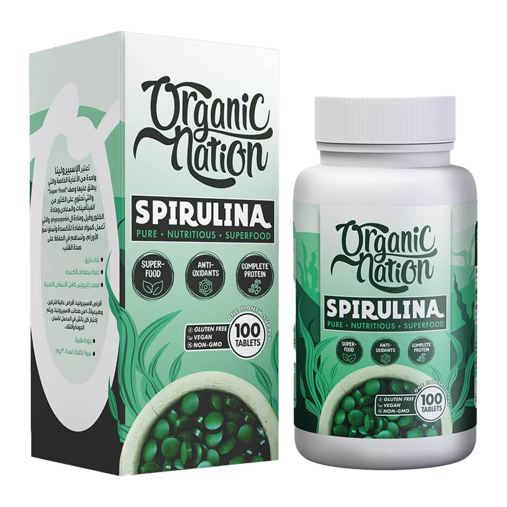 Organic Nation - Spirulina - unflavored - 100 Tablets