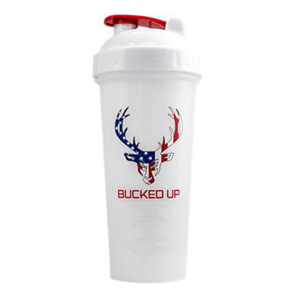 Bucked Up  - Perfect Shaker - Classic Shaker Cup - White/USA Flag  - 28 OZ