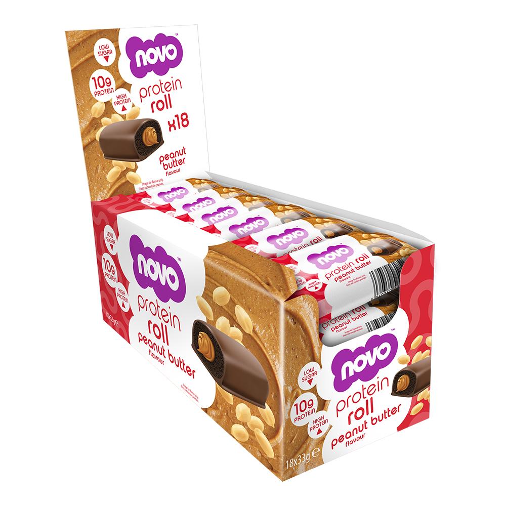 Novo Nutrition - Protein Roll Bar - Peanut Butter - Box of 18