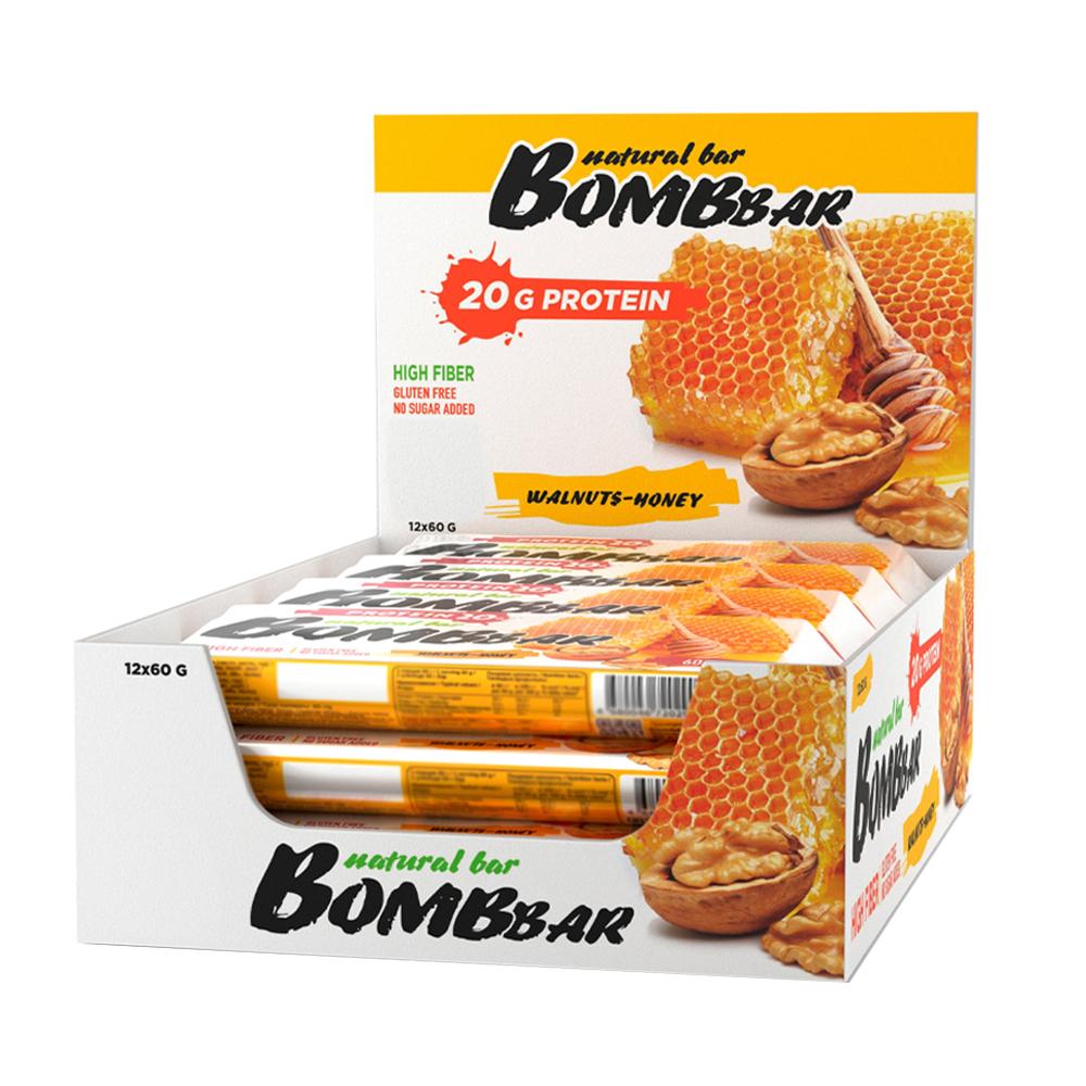 BombBar - Natural Protein Bar  - Walnut and Honey - Box of 12