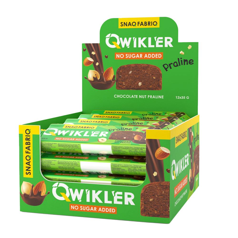 SnaQ FabriQ - QWIKLER Glazed Bar - Chocolate Nut Praline - Box of 12