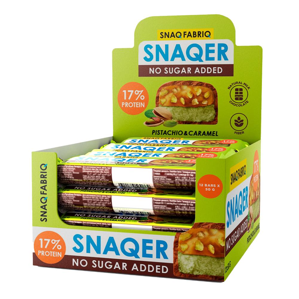 SnaQ FabriQ - SNAQER Bar - Pistachio with Caramel - Box of 12