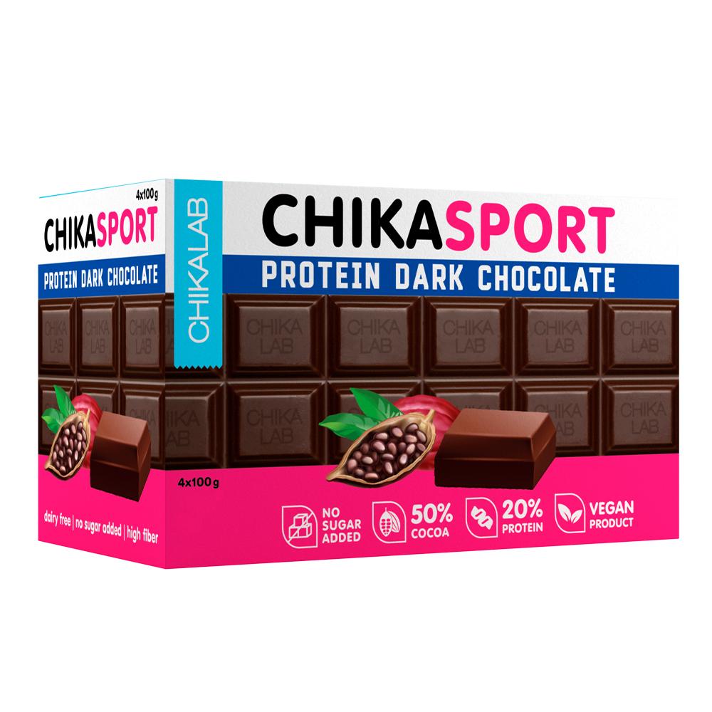 شيكا لاب - سبورت بروتين شوكولاتة داكنة - صندوق 4 قطع
