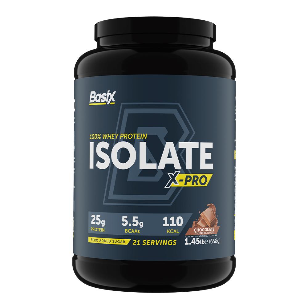 Basix - 100% Whey Protein Isolate X-Pro - Chocolate Chunk Flavour - 1.45 LB