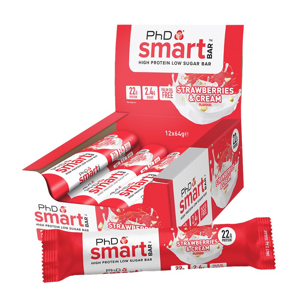 PhD Nutrition - Smart Protein Bar - Strawberries & Cream  - Box of 12