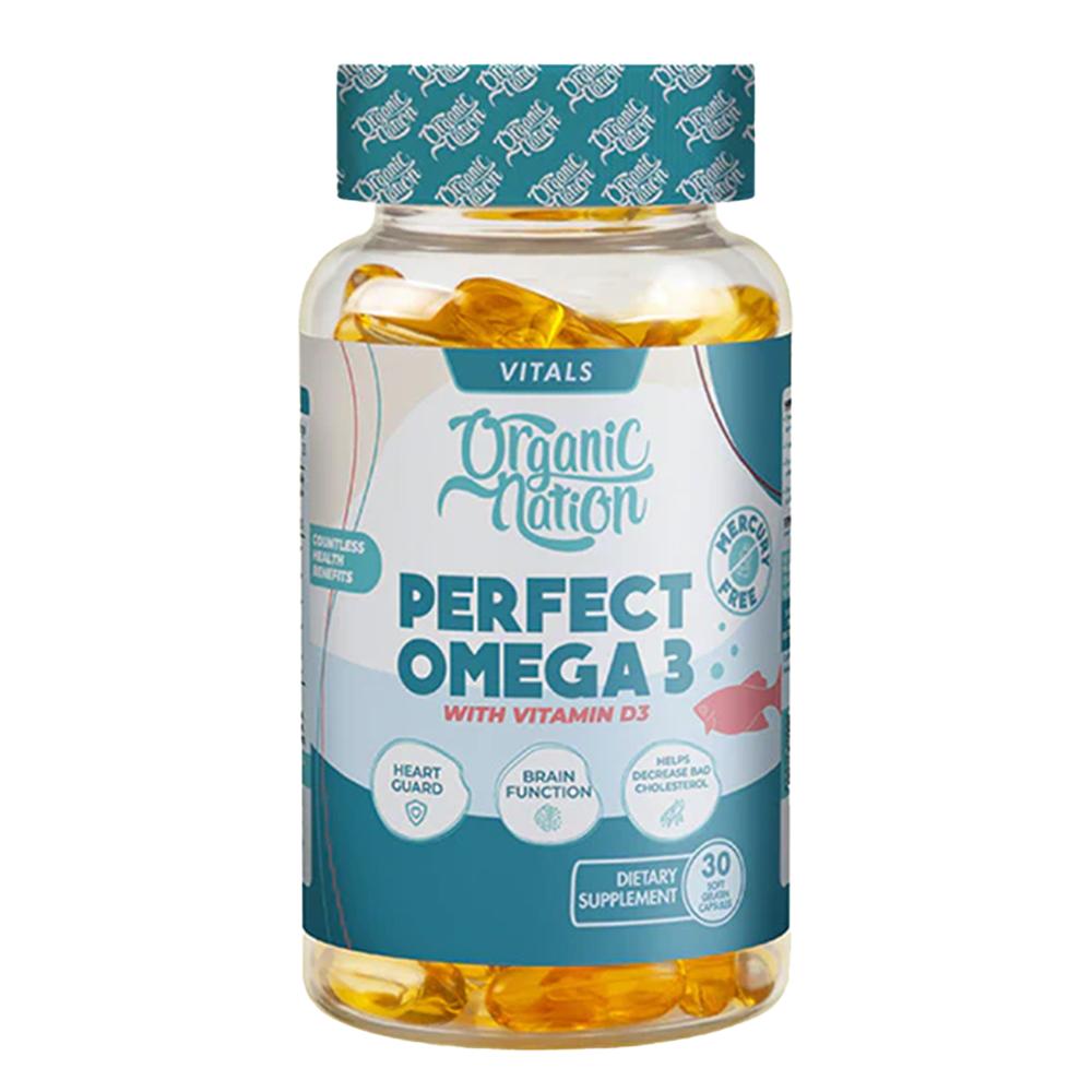 Organic Nation - Perfect Omega3 With Vitamin D3 - Not flavored - 30 Capsules/Soft Gelatin Capsules