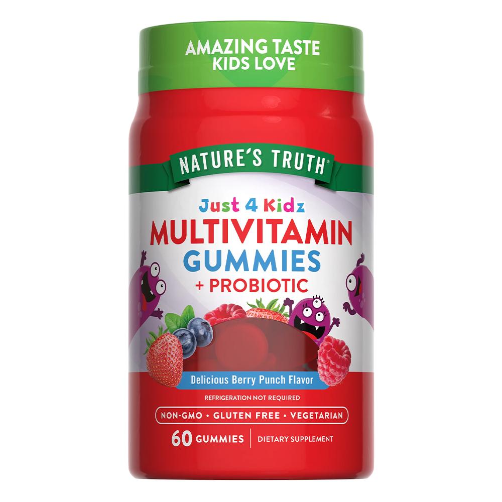 Natures Truth - Kids Multivitamin With Probiotics - Berry Punch - 60 Vegetarian Gummies