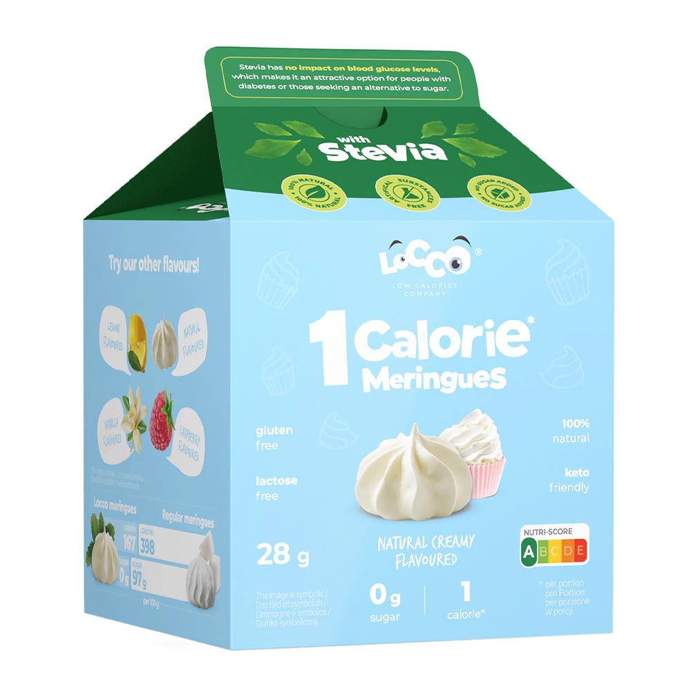 Locco - Low Calorie Meringues with Stevia - Creamy - 28 Grams