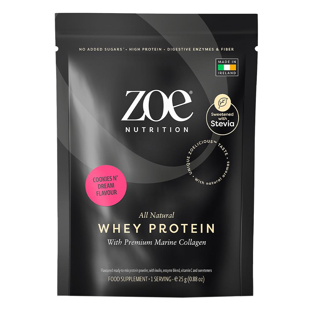 Zoe Nutrition - All Natural Whey Protein - كوكيز وكريمة - حصة غذائية واحدة