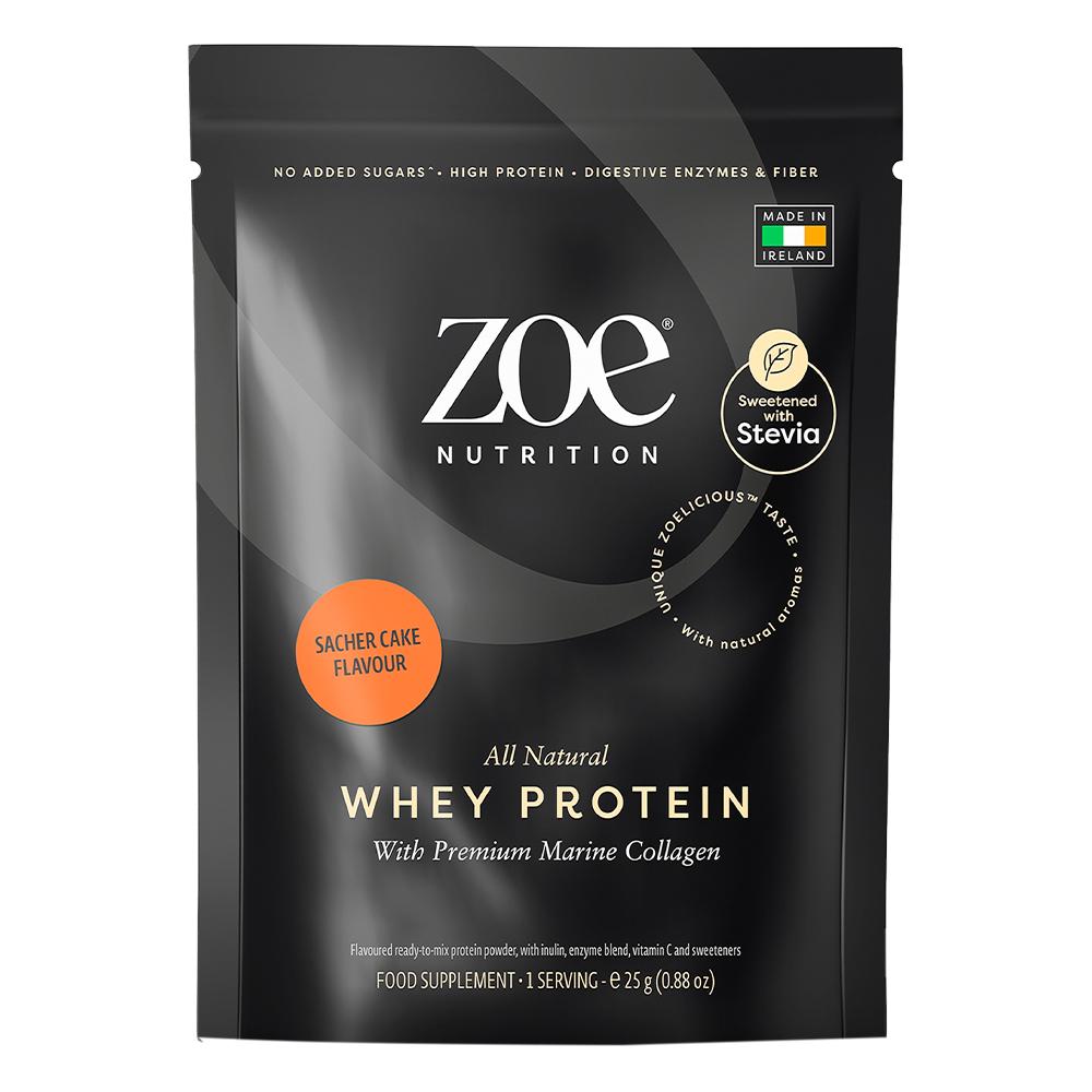 Zoe Nutrition - All Natural Whey Protein - كعكة الشوكولاتة - حصة غذائية واحدة