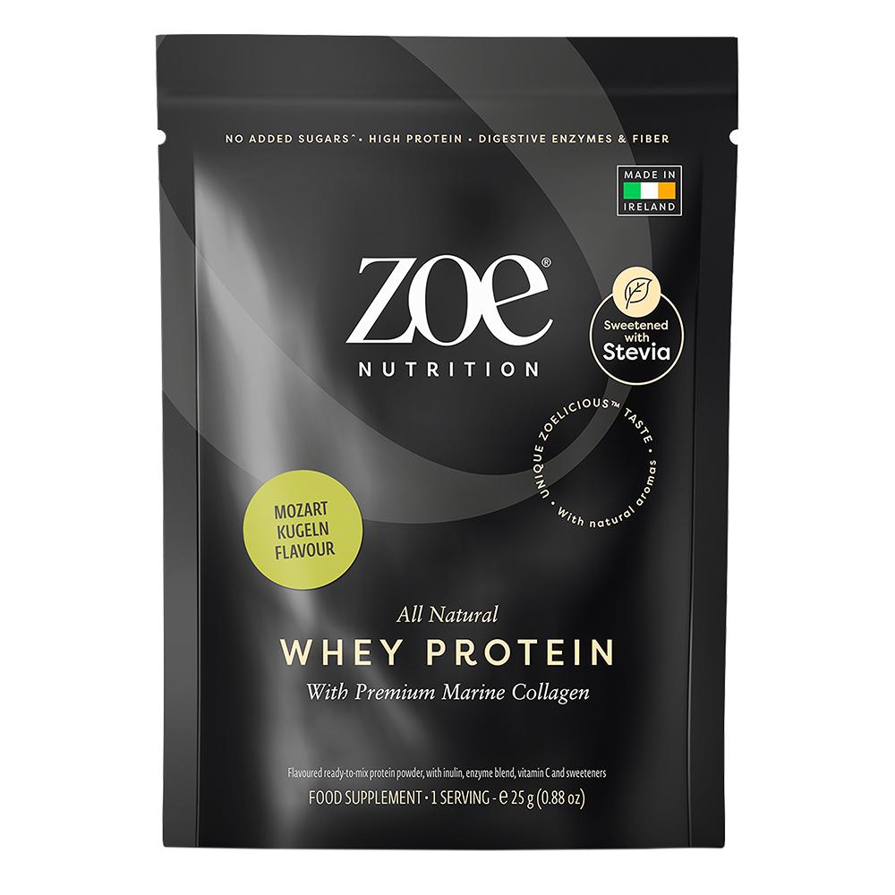 Zoe Nutrition - All Natural Whey Protein - شوكولاتة موزارت كوجلن - حصة غذائية واحدة