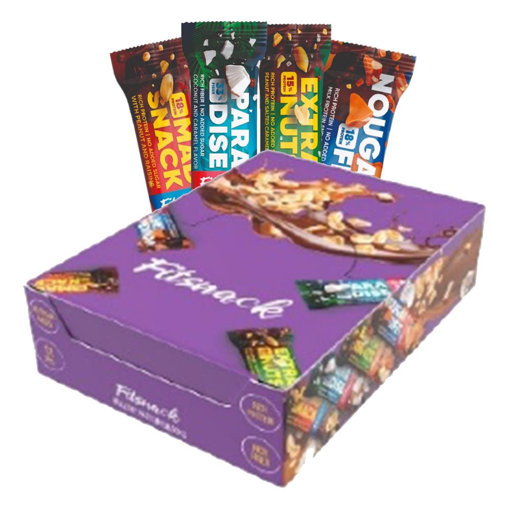 Fitsnack - Protein Bars - Variety Pack - Box of 12