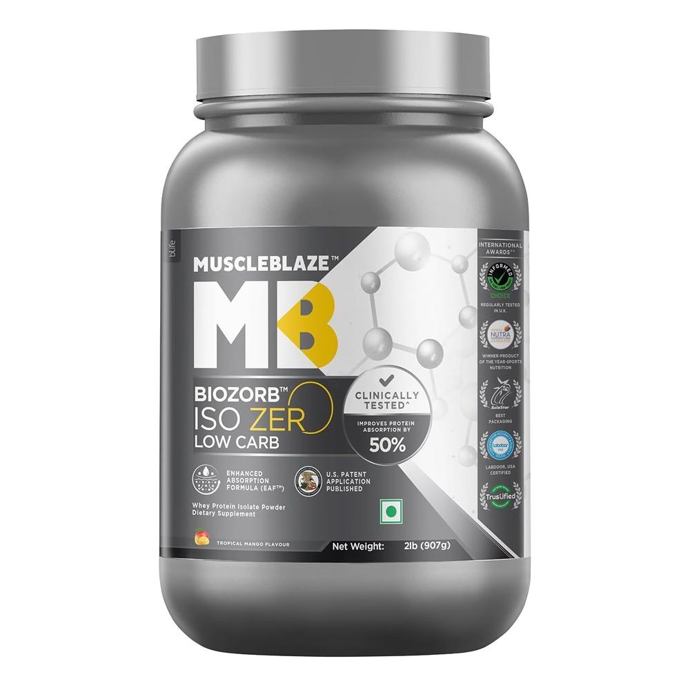 Muscle Blaze - Biozorb Iso-Zero Low Carb - Tropical Mango - 2 lbs