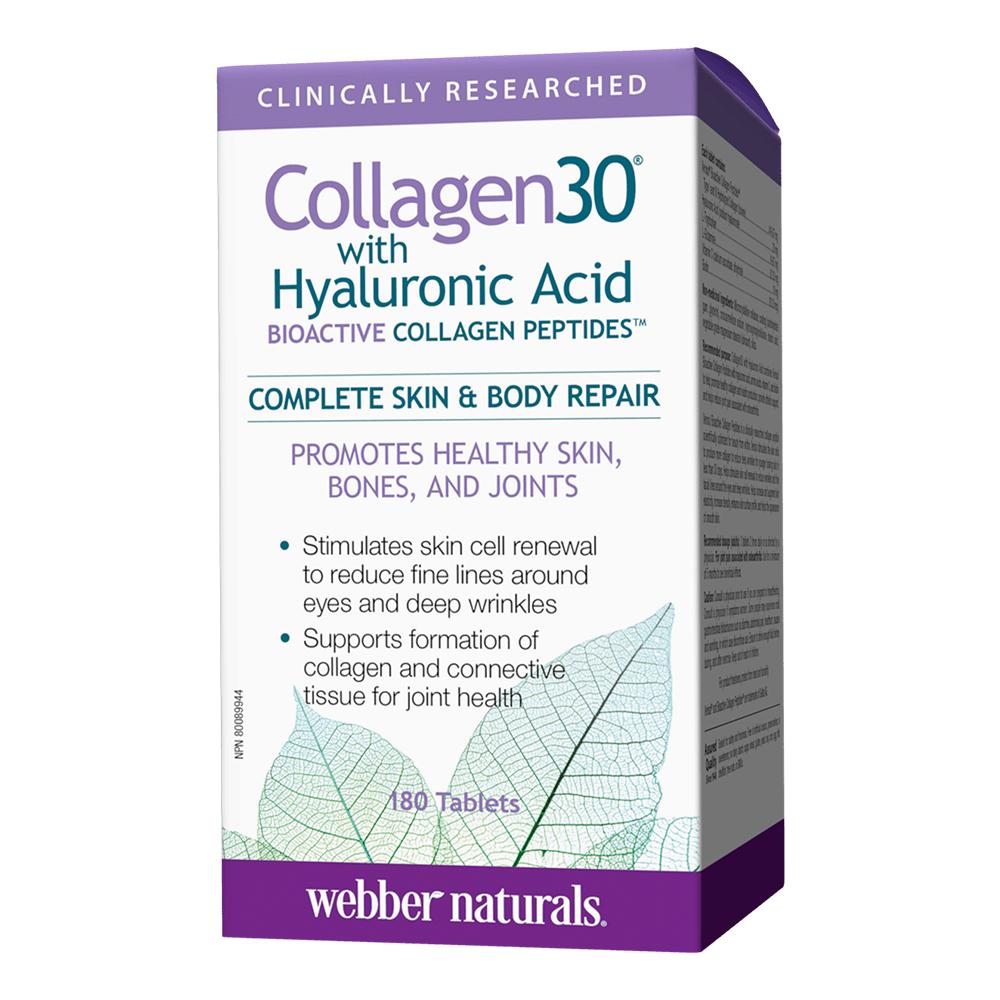 Webber Naturals - Collagen30 with Hyaluronic Acid - Complete Skin & Body Repair - Unflavored - 180 Tablets